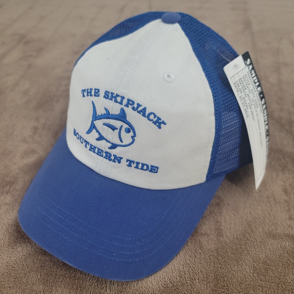 Southern Tide Skipjack Trucker Hat Mens OSFA Blue White Snapback Mesh Cap Sample